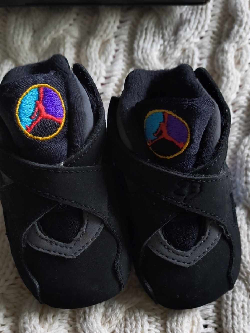 Jordan Black Baby Walker Shoes with Multicolor Jumpman Accent - Picture 2 of 4